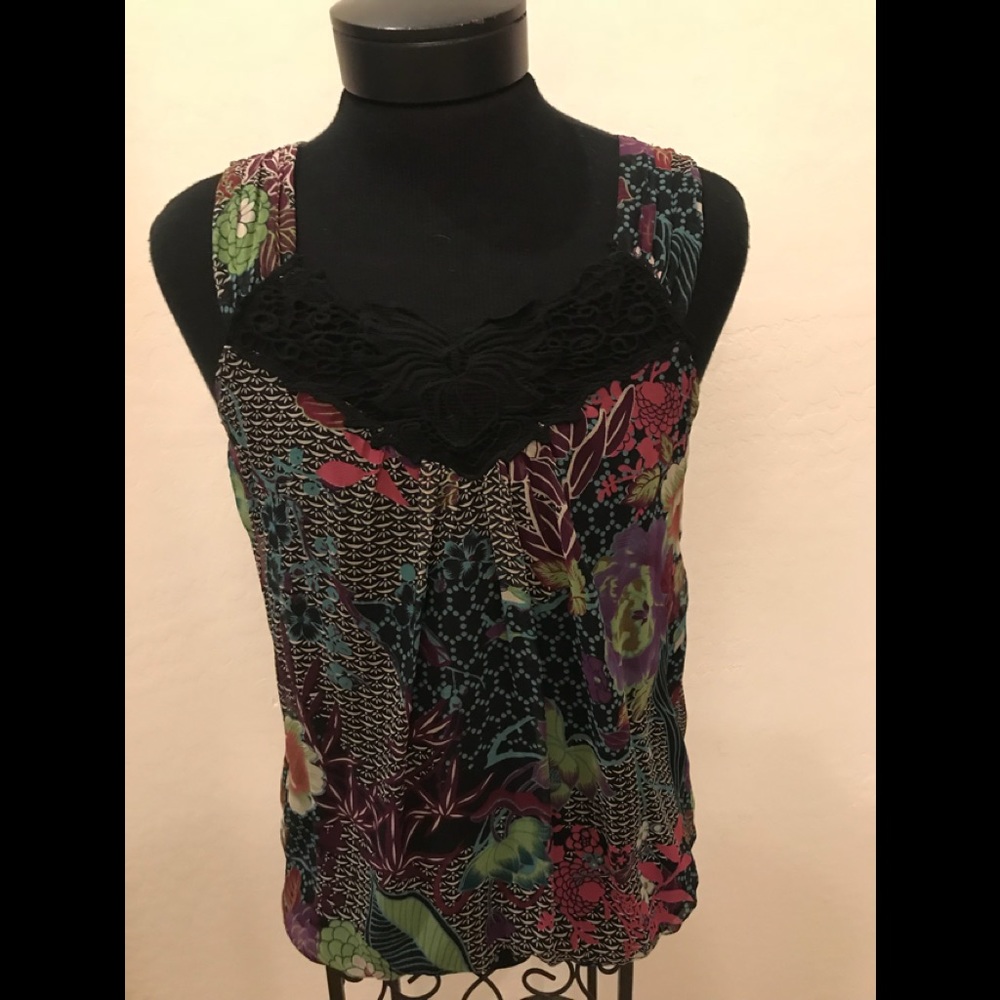 NEW 100% SILK INFINITY Symbol Sz L Blouse